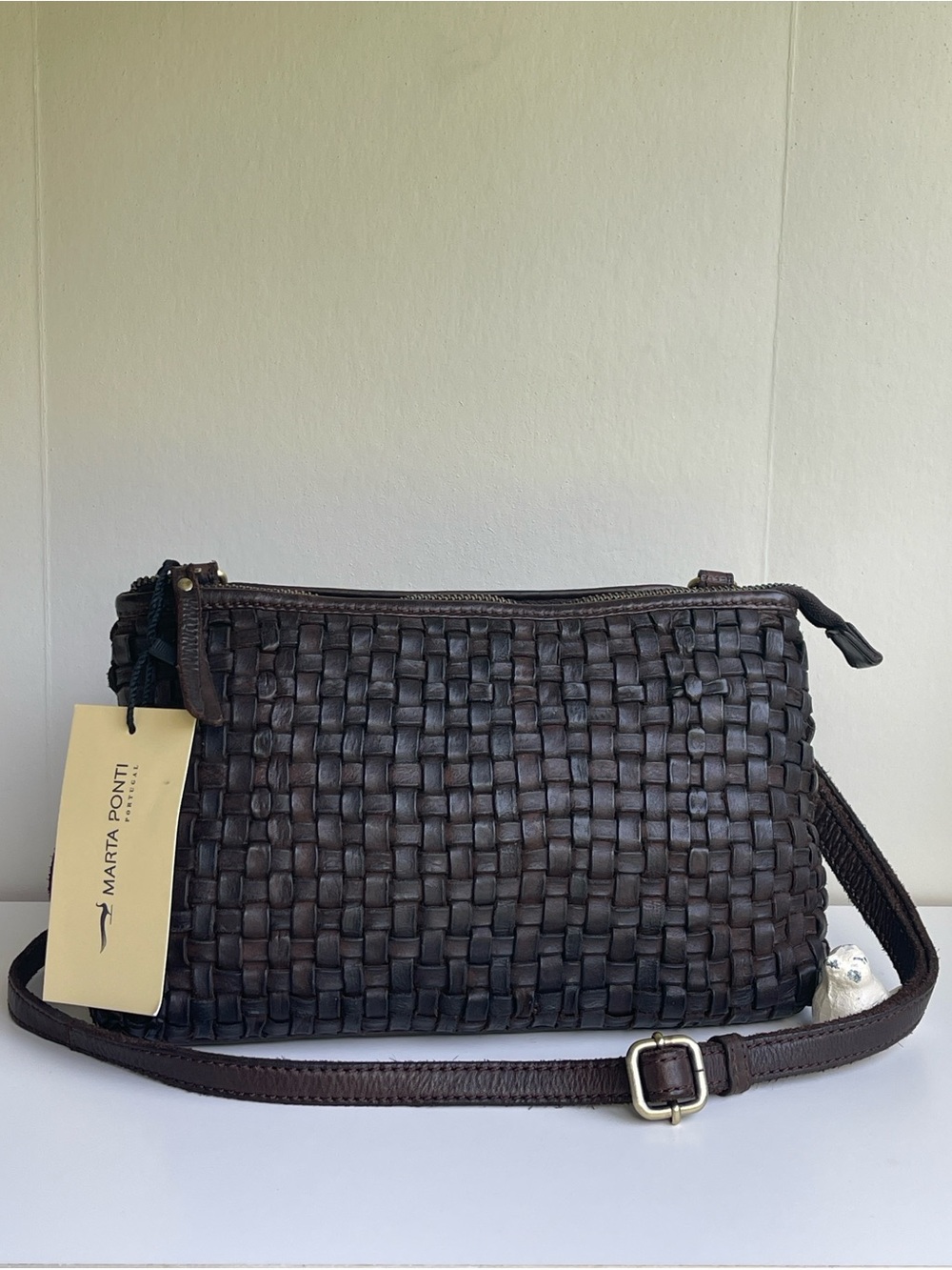 Marta Ponti Woven Genuine Leather Crossbody Bag New With Tag 🏷️